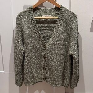 LOFT Sage Green Button-Up Cardigan